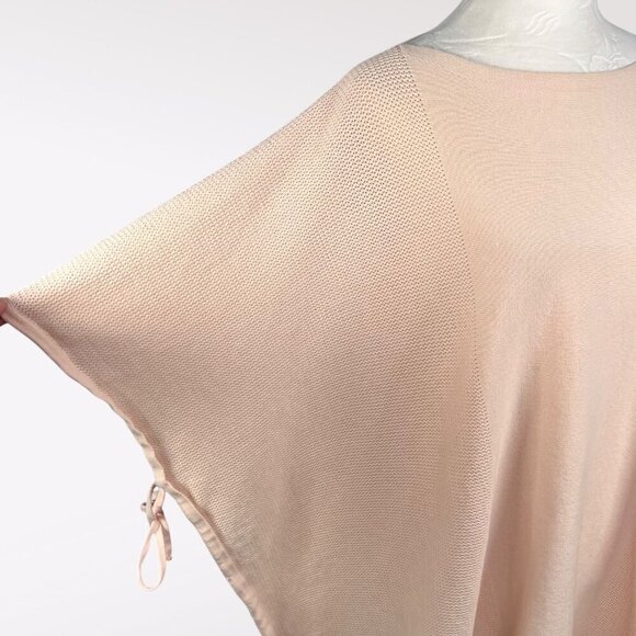 Donna Karan Blush Pink Knit Sweater Poncho Side Tie Medium Large - Picture 9 of 11